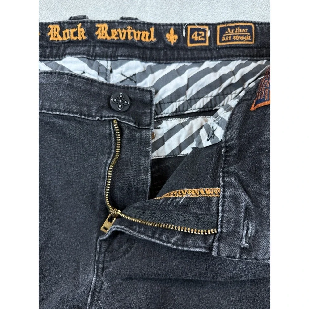 Rock Revival‎ Arther Alt Straight Jeans Men's 42x31 Black Denim Dark